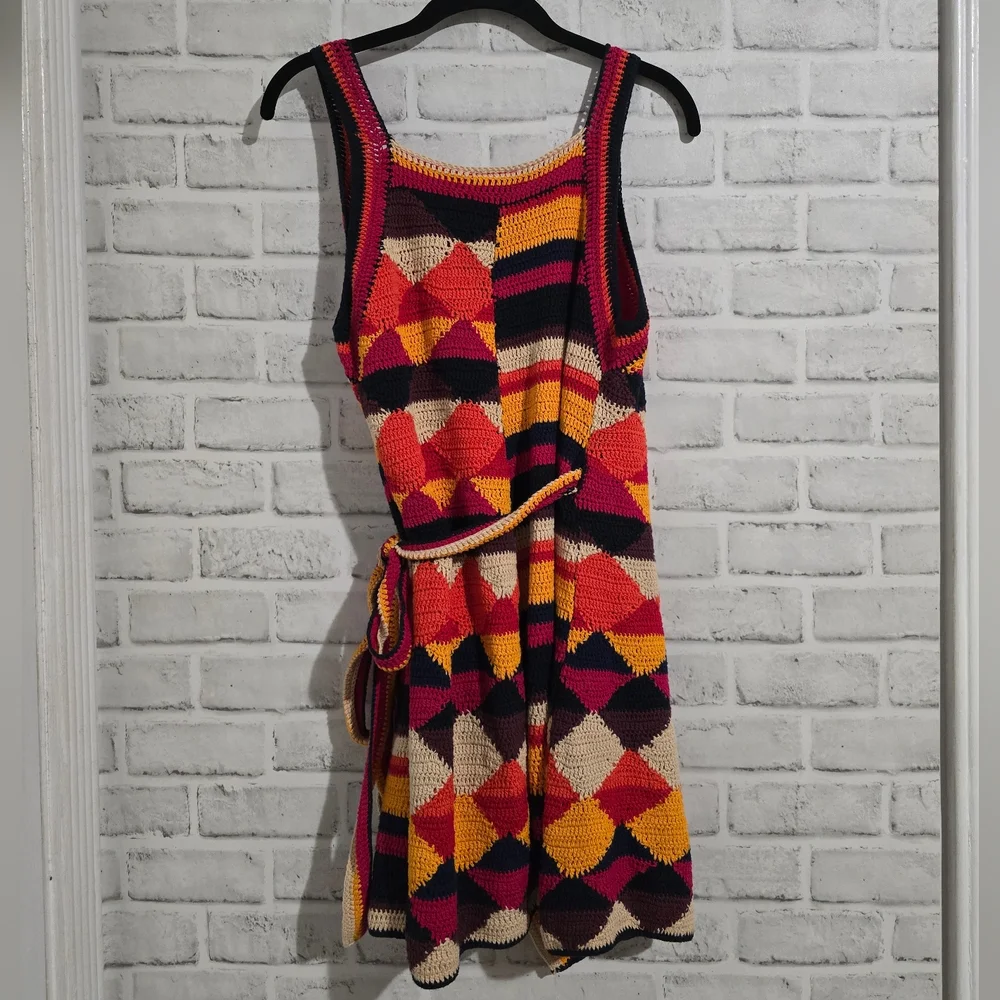 EUC Farm Rio Crochet Wrap Dress Multi size M - Picture 4 of 9